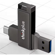 Флешка Двосторонняя Брелок Поворотная 2 в 1 для ПК и телефона Lenovo Thinkplus MU233  USB 3.0 + Type-C OTG 128 гб Black